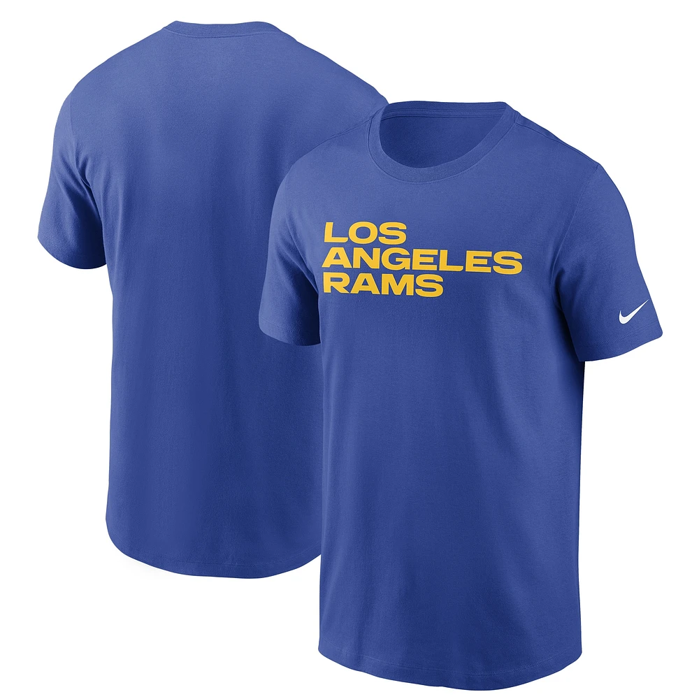 T-shirt Nike Royal Los Angeles Rams Team Wordmark pour homme