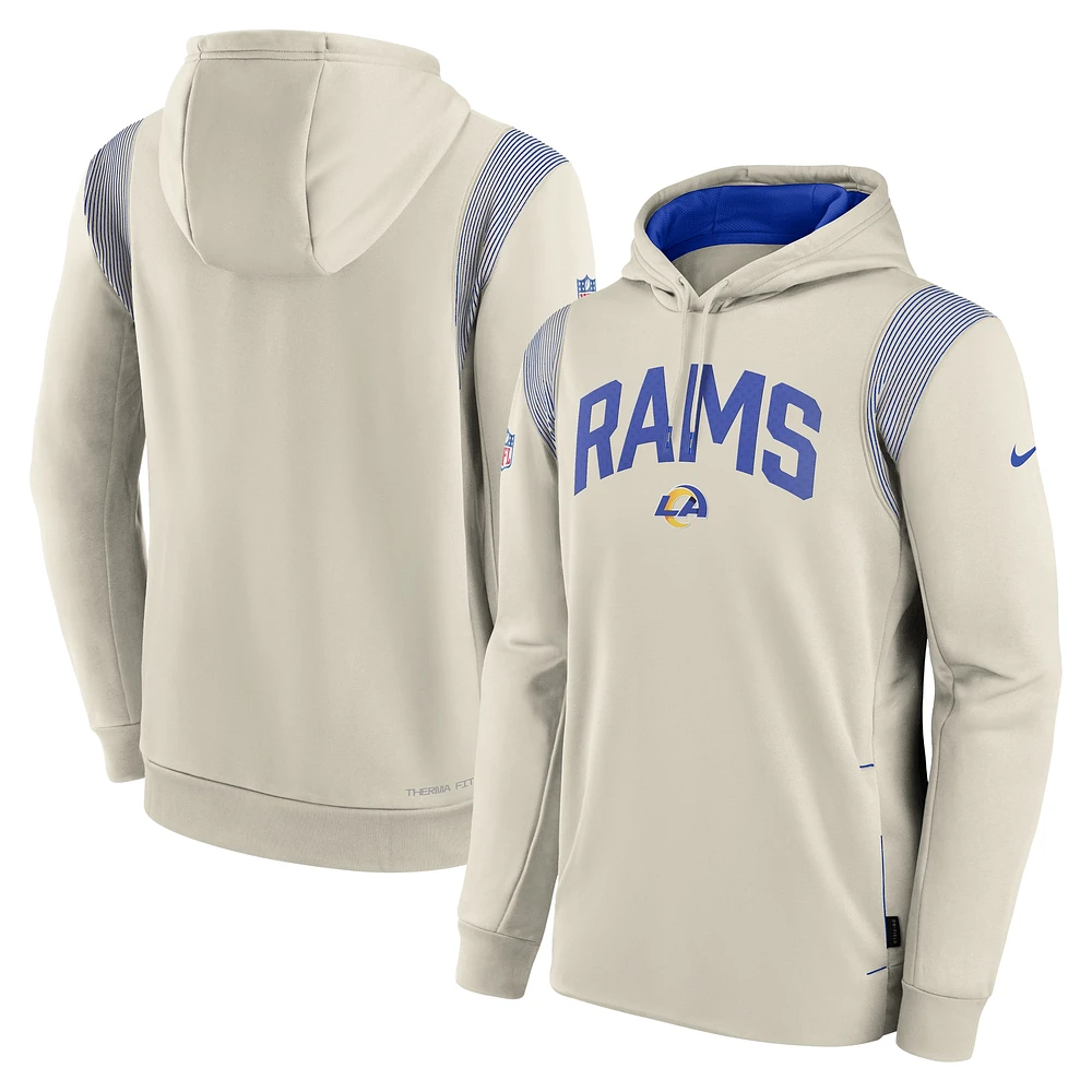 Men's Nike Tan Los Angeles Rams Sideline Athletic Stack Performance Pullover Hoodie