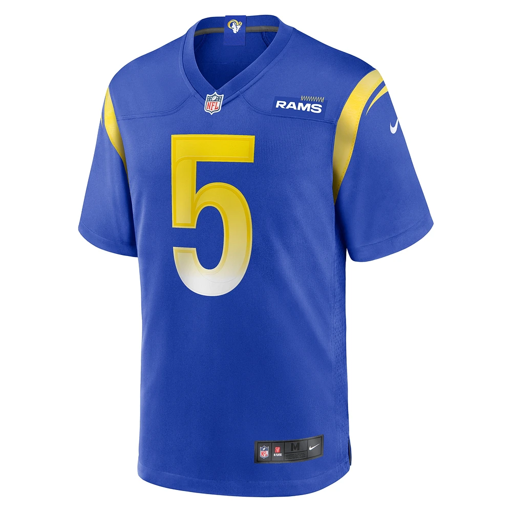 Maillot de match à domicile Nike Tutu Atwell Royal Los Angeles Rams pour Homme