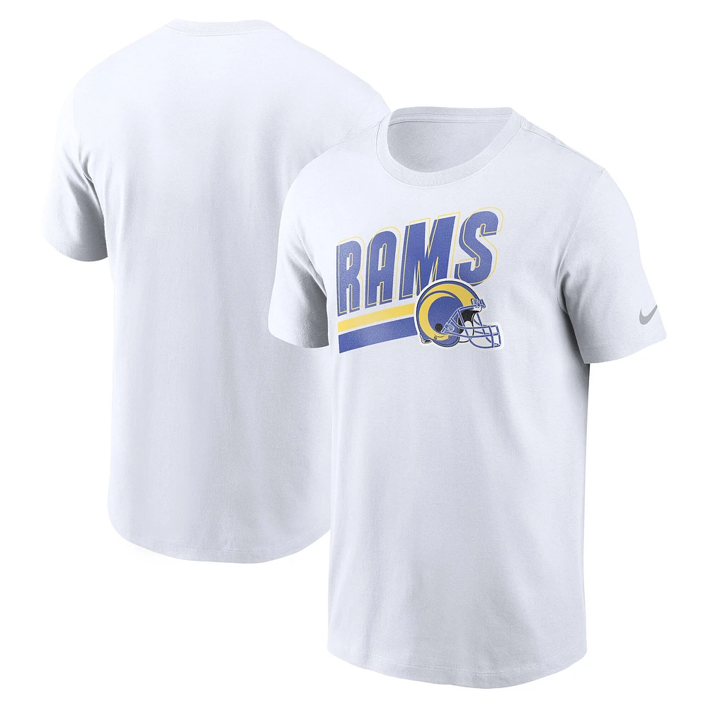 T-shirt Nike blanc Essential Blitz Lockup des Los Angeles Rams pour homme