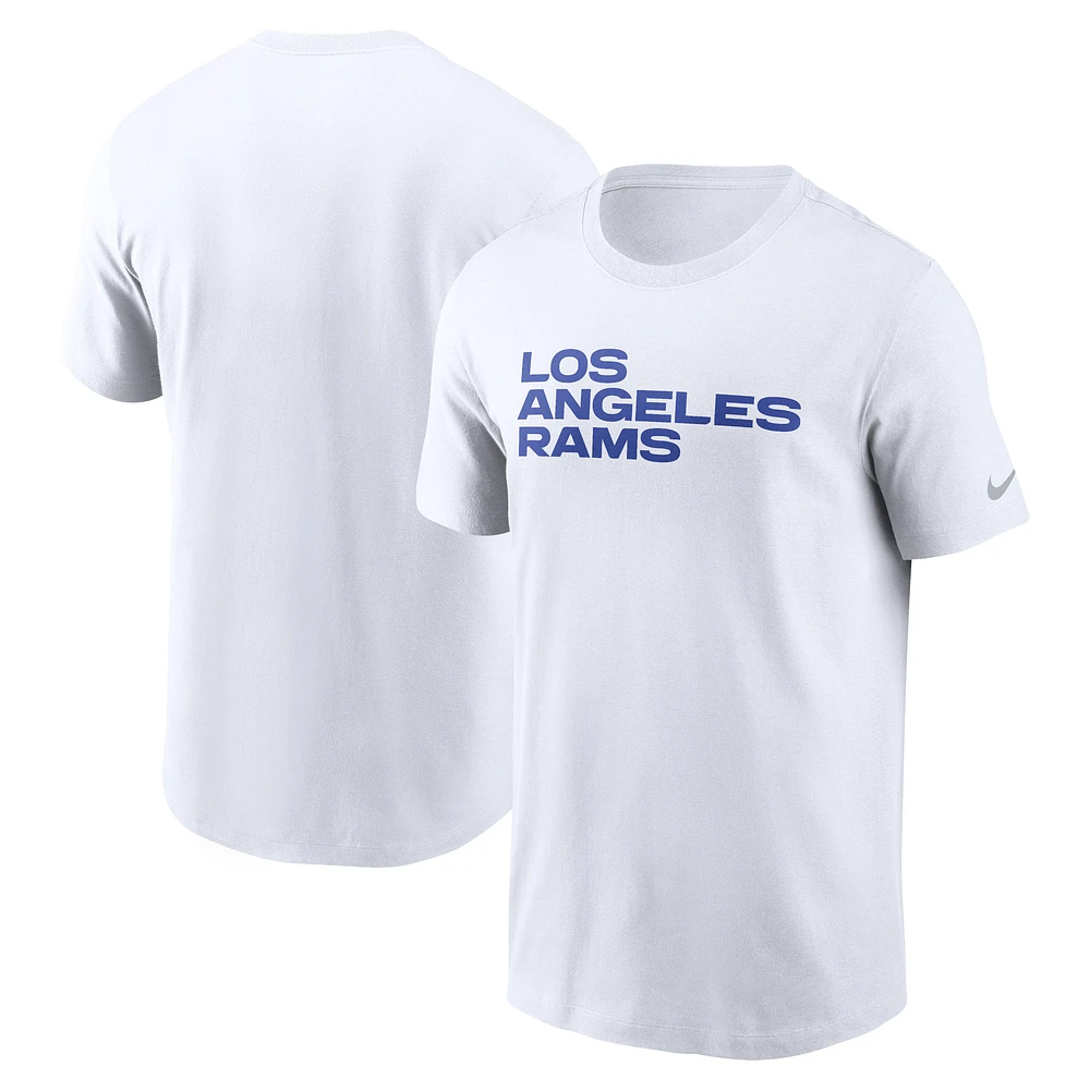 Men's Nike White Los Angeles Rams Primetime Wordmark Essential T-Shirt