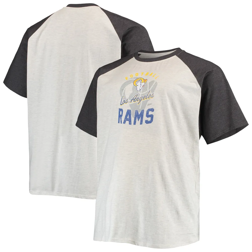 T-shirt Los Angeles Rams Big & Tall Raglan avoine/anthracite chiné pour homme