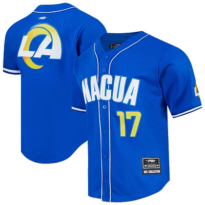 Men's Pro Standard Puka Nacua Royal Los Angeles Rams Mesh Button-Up Baseball Jersey