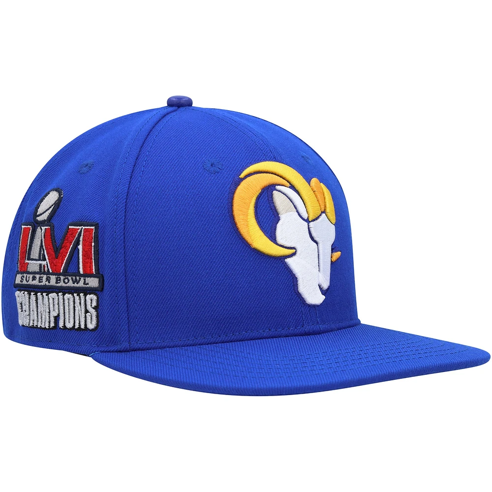 Casquette Snapback Pro Standard Royal Los Angeles Rams Super Bowl LVI Champs pour homme