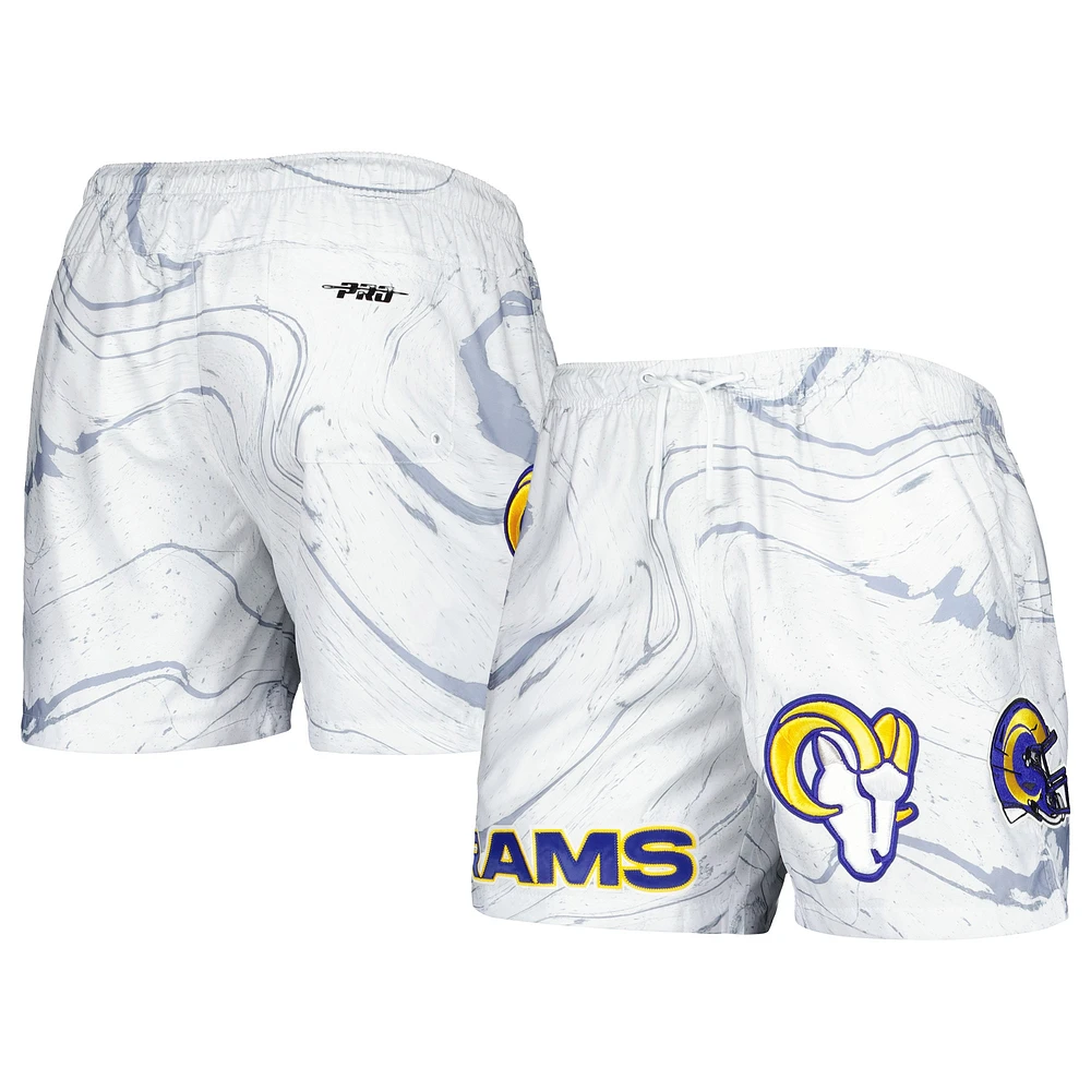 Short Pro Standard blanc à imprimé marbré des Los Angeles Rams pour hommes