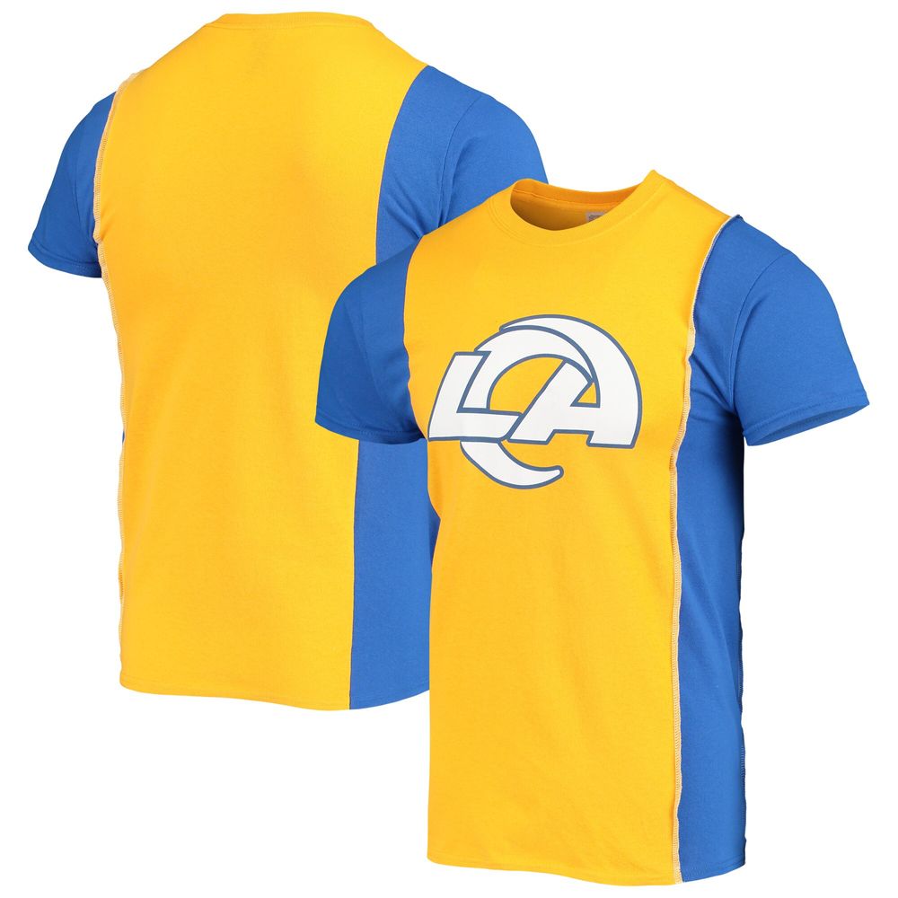 Men's Refried Apparel Gold/Royal Los Angeles Rams Sustainable Upcycled Split T-Shirt