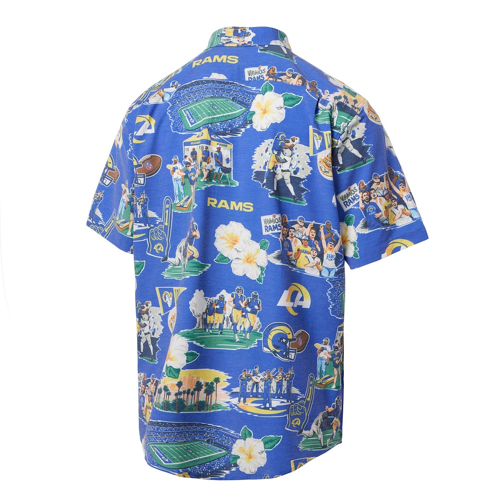 Chemise boutonnée panoramique Royal Los Angeles Rams de Reyn Spooner pour homme