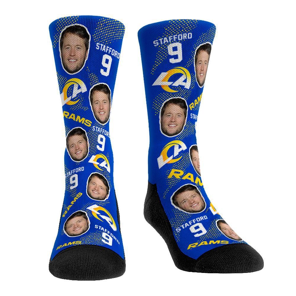 Men's Rock 'Em Socks Matthew Stafford Los Angeles Rams Team Football Guy Crew Socks