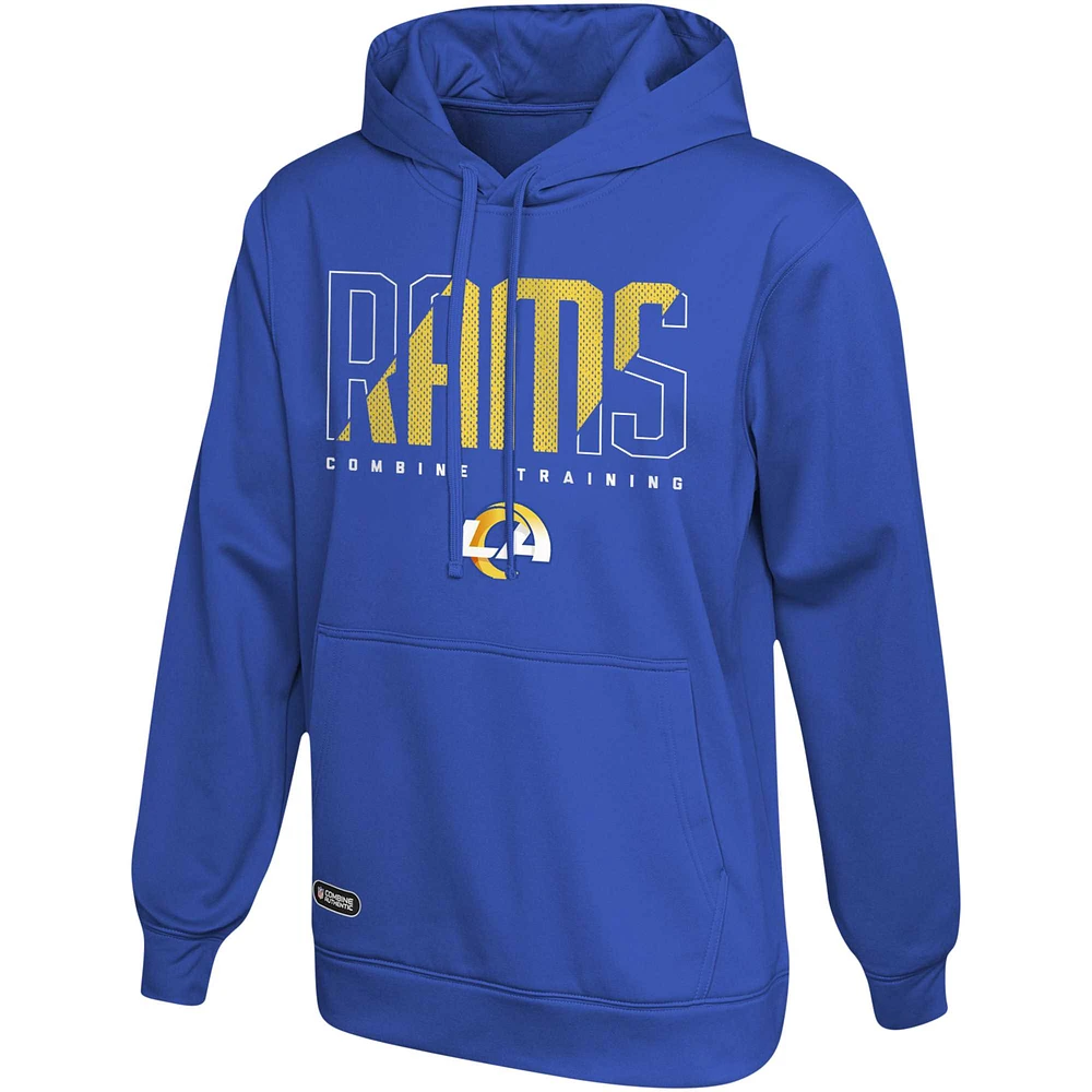 Sweat à capuche authentique pour hommes des Royal Los Angeles Rams Backfield Combine