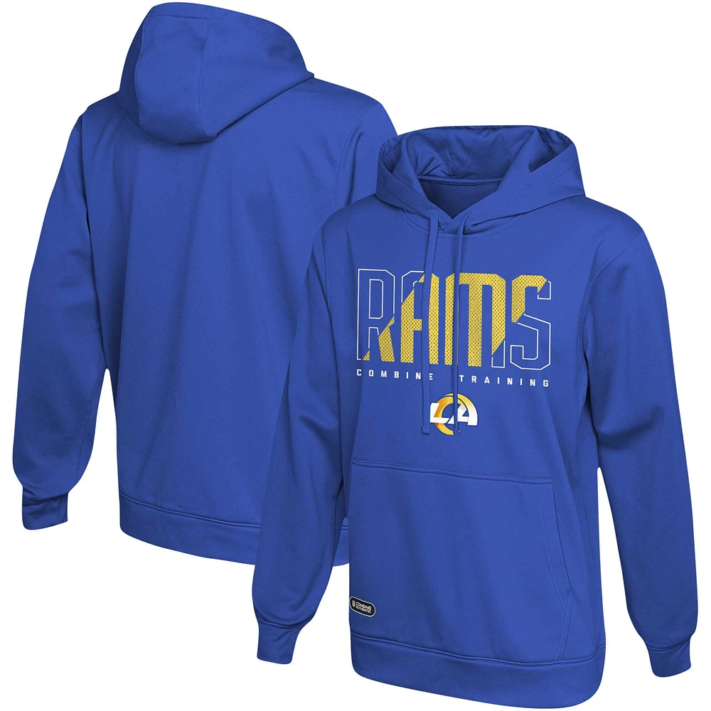 Sweat à capuche authentique pour hommes des Royal Los Angeles Rams Backfield Combine