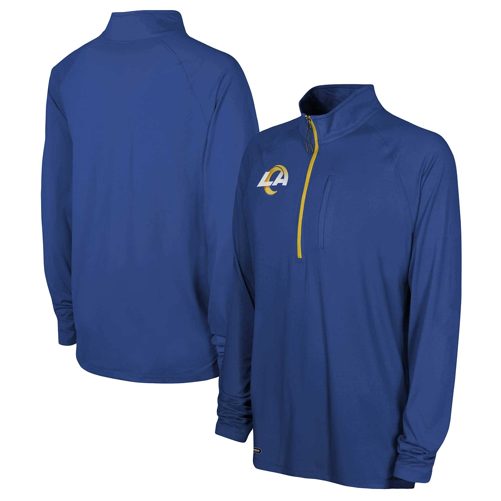 Haut raglan authentique à quart de zip des Royal Los Angeles Rams Combine pour hommes