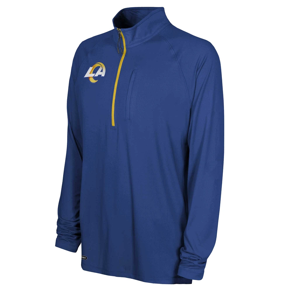 Haut raglan authentique à quart de zip des Royal Los Angeles Rams Combine pour hommes