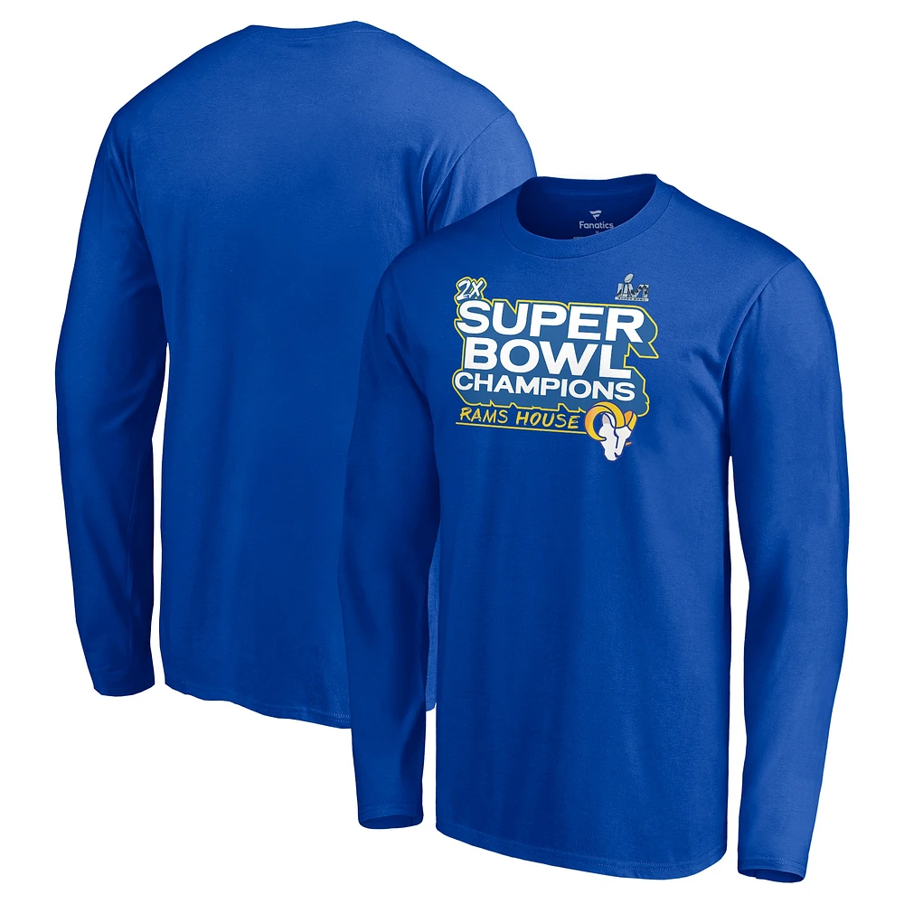 T-shirt à manches longues pour homme Royal Los Angeles Rams Super Bowl LVI Champions Big & Tall Parade