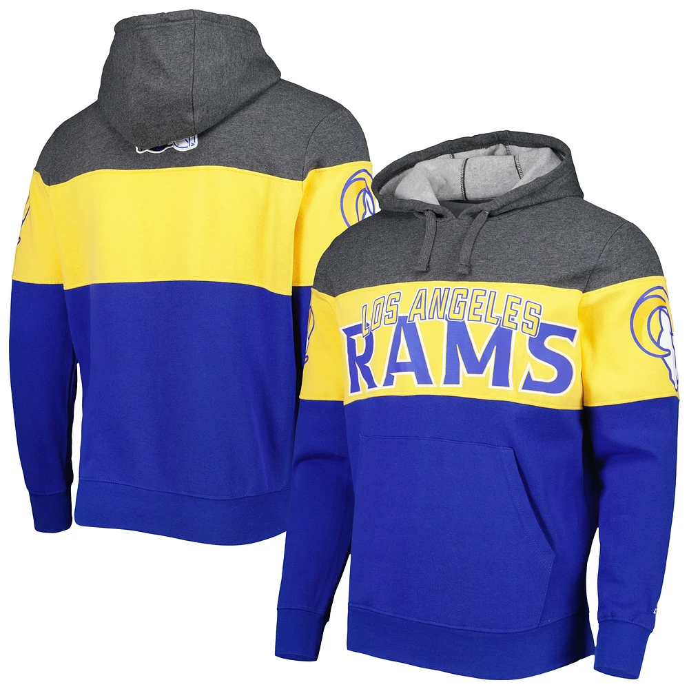 Sweat à capuche Starter Heather Charcoal/Royal Los Angeles Rams Extreme pour homme