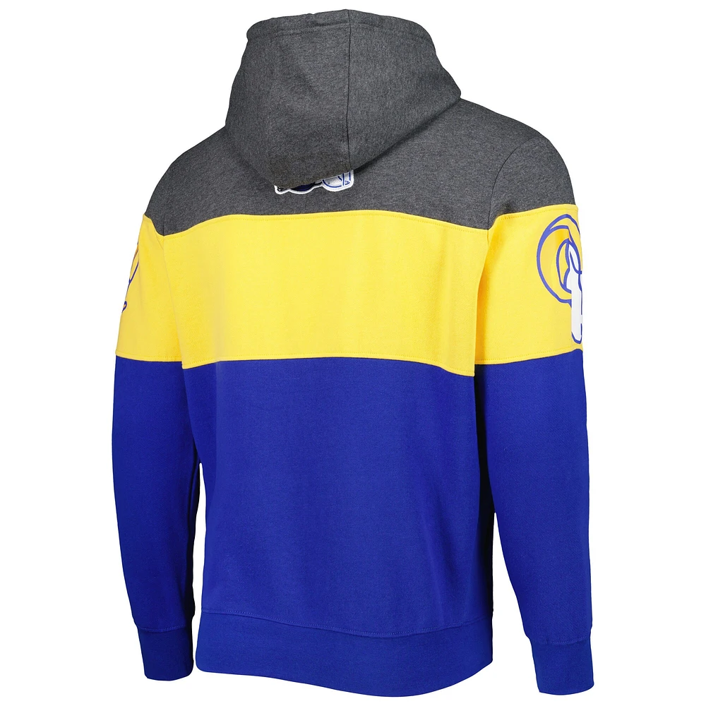 Starter Heather Grey/Royal Los Angeles Rams Extreme Current pour homme - Chandail à capuchon