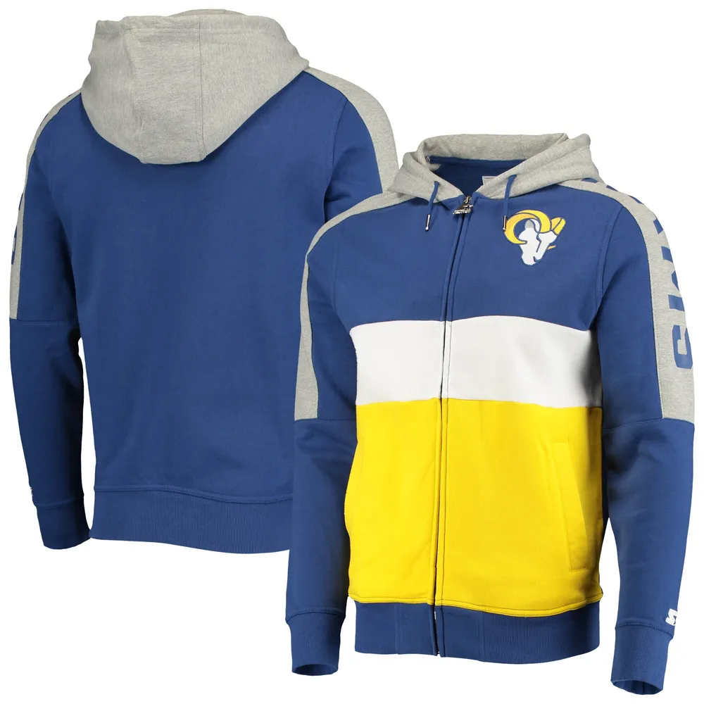 Men's Starter Royal/Gold Los Angeles Rams Playoffs Color Block Full-Zip Hoodie