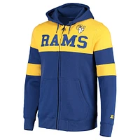 Sweat à capuche entièrement zippé Starter Royal/Gold Los Angeles Rams Winning Team pour homme