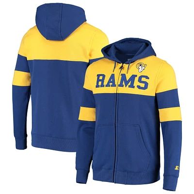 Sweat à capuche entièrement zippé Starter Royal/Gold Los Angeles Rams Winning Team pour homme