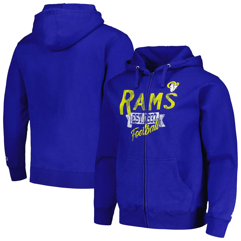 Sweat à capuche entièrement zippé Starter Royal Los Angeles Rams Domestic Post Season pour hommes