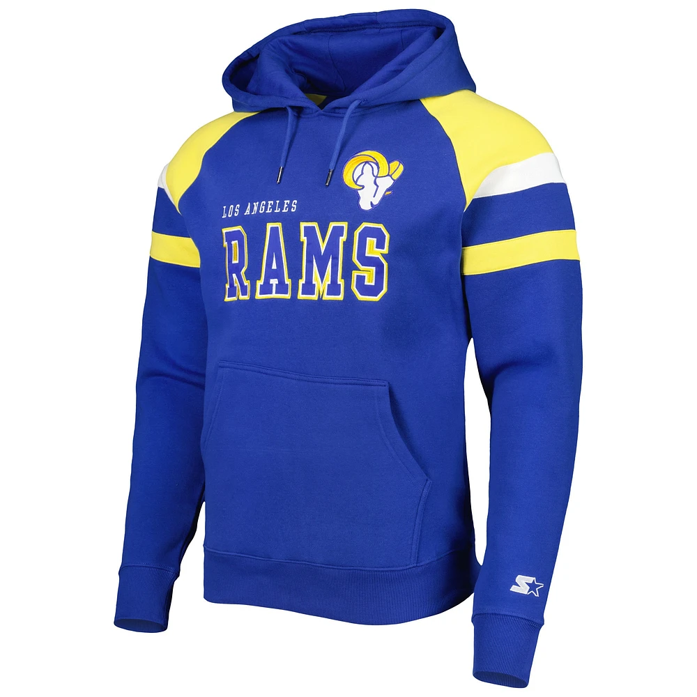 Men's Starter Royal Los Angeles Rams Draft Fleece Raglan Pullover Hoodie