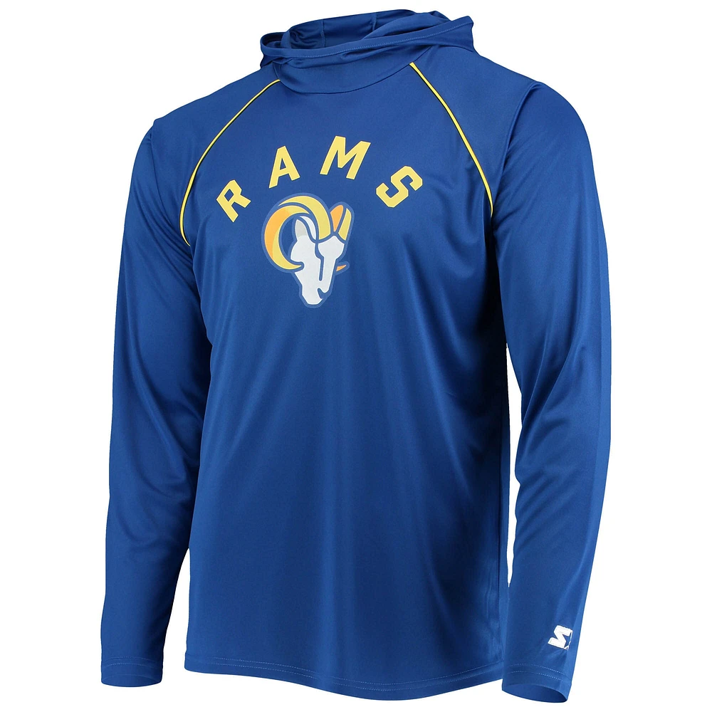 T-shirt à capuche manches longues raglan Starter Royal Los Angeles Rams pour homme