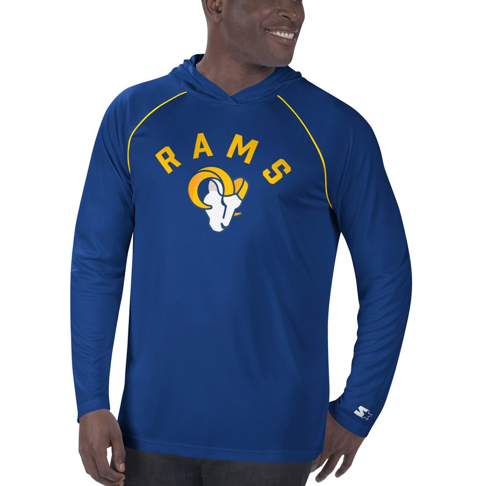 Men's Starter Royal Los Angeles Rams Raglan - Long Sleeve Hoodie T-Shirt