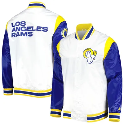 Los Angeles Rams Starter Throwback Warm Up Pitch Satin Full-Snap Varsity Jacket - White