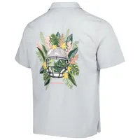 Chemise boutonnée pour homme Tommy Bahama Grey Los Angeles Rams Coconut Point Frondly Fan Camp IslandZone