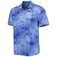 Men's Tommy Bahama Royal Los Angeles Rams Coast Luminescent Fronds Camp IslandZone Button-Up Shirt