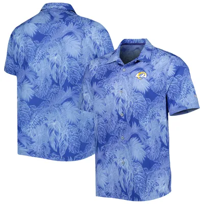 Men's Tommy Bahama Royal Los Angeles Rams Coast Luminescent Fronds Camp IslandZone Button-Up Shirt