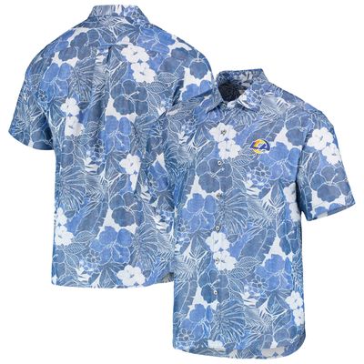 Men's Tommy Bahama Royal Los Angeles Rams Coconut Point Playa Floral IslandZone Button-Up Shirt