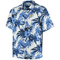 Men's Tommy Bahama Royal Los Angeles Rams Sport Harbor Island Hibiscus Camp Button-Up Shirt