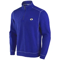 Men's Tommy Bahama Royal Los Angeles Rams Tobago Bay Tri-Blend Half-Zip Sweatshirt