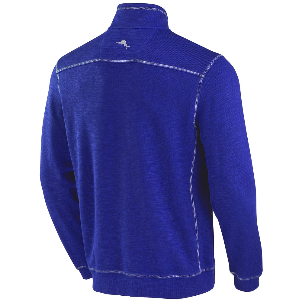 Men's Tommy Bahama Royal Los Angeles Rams Tobago Bay Tri-Blend Half-Zip Sweatshirt