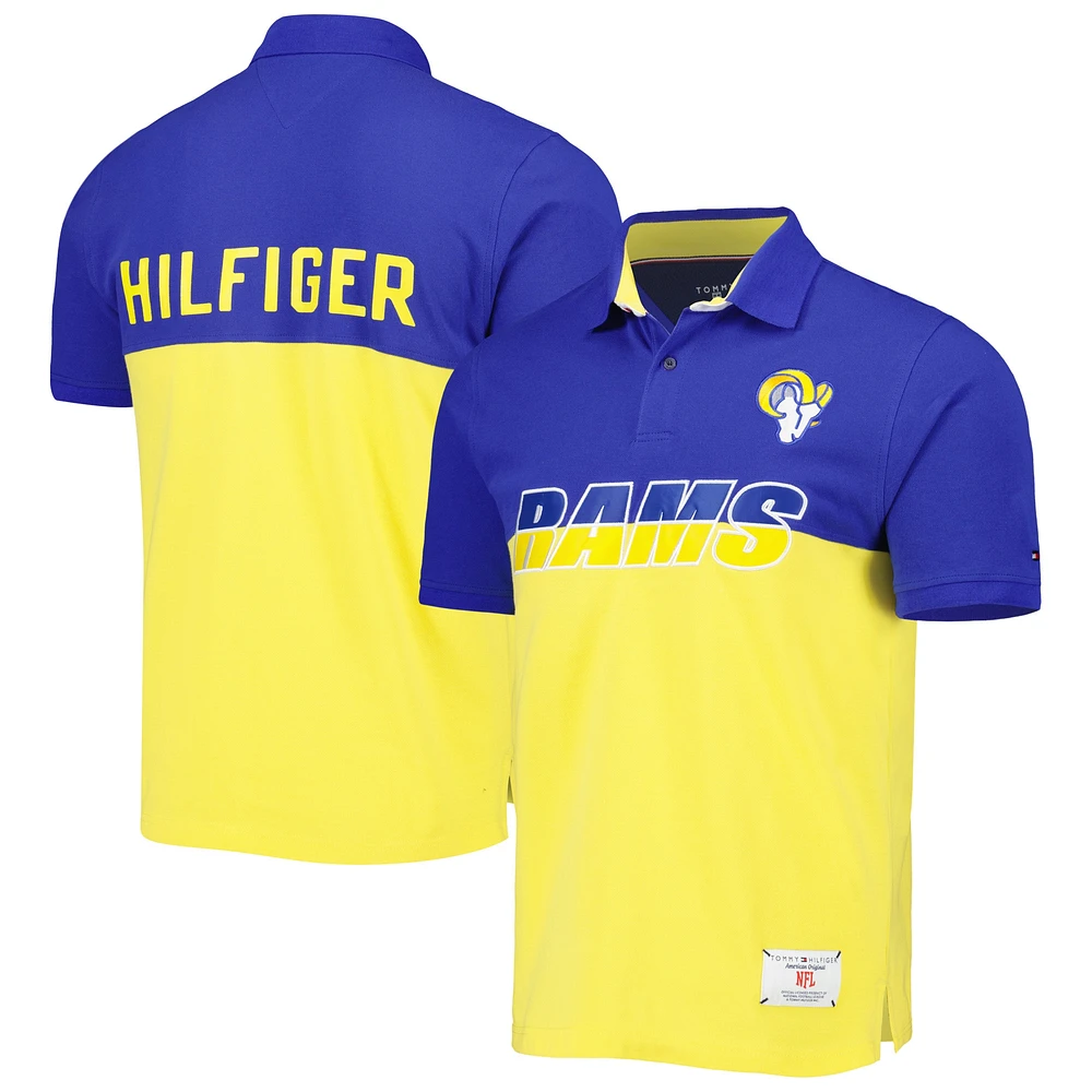 Men's Tommy Hilfiger Gold/Royal Los Angeles Rams Color Block Polo