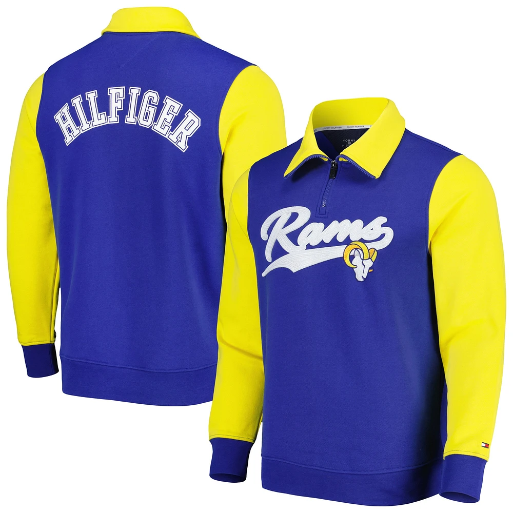 Sweat Tommy Hilfiger Royal/Doré Los Angeles Rams Aiden Quarter-Zip pour homme