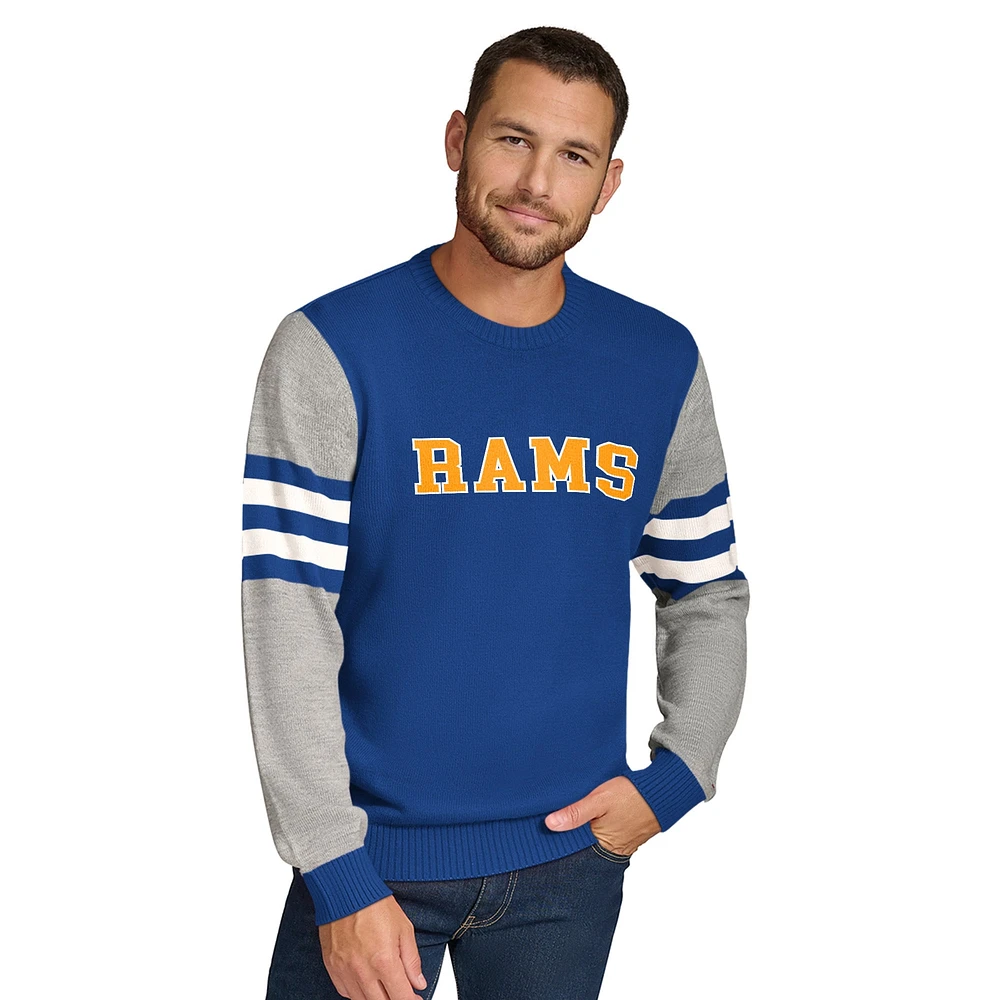 Sweat-shirt ras du cou en acrylique Tommy Hilfiger Royal/Heather Gray Los Angeles Rams pour homme