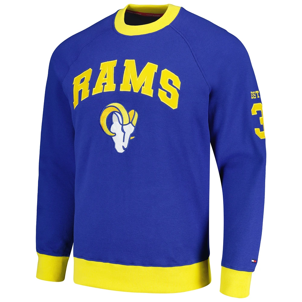 Sweat-shirt Tommy Hilfiger Royal Los Angeles Rams Reese Raglan Tri-Blend pour hommes