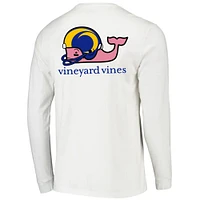 T-shirt à manches longues blanc Los Angeles Rams Whale Helmet Team de Vineyard Vines pour homme