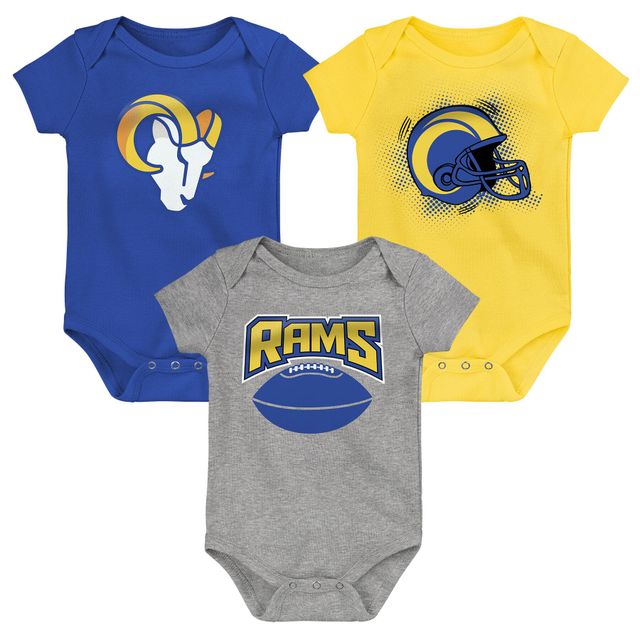 Nouveau-né et bébé Royal/doré/gris chiné Los Angeles Rams Game On trois pièces - Ensemble de body