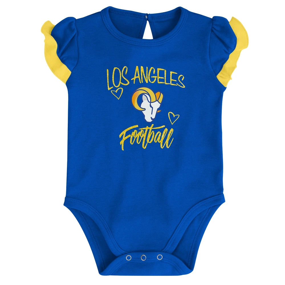 Ensemble de body deux pièces Los Angeles Rams Too Much Love pour nouveau-né et bébé Royal/doré