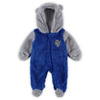 Newborn & Infant Royal/Gray Los Angeles Rams Game Nap Teddy Fleece Bunting Full-Zip Sleeper