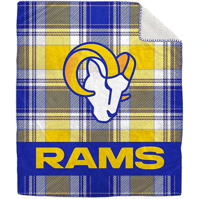 Couverture en peluche Sherpa en flanelle à carreaux Pegasus Los Angeles Rams 50" x 60"