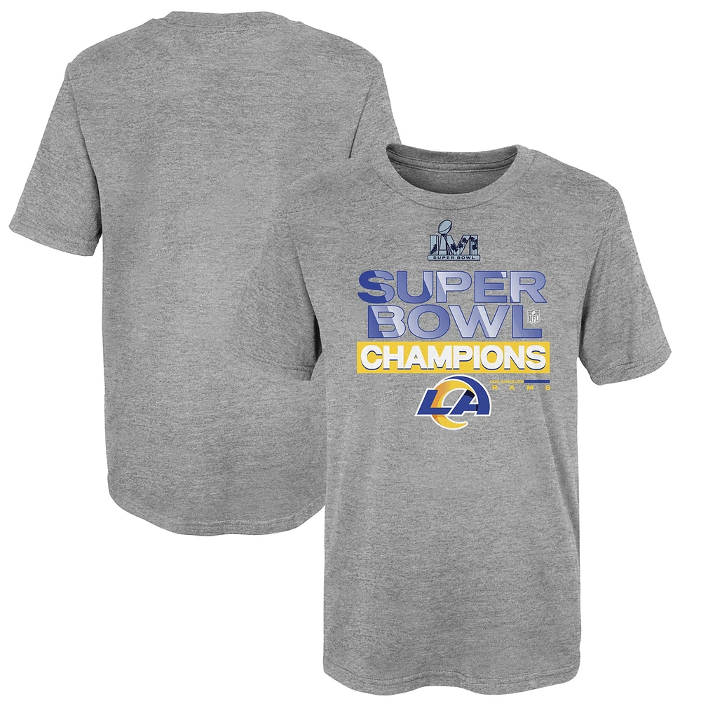 Fanatiques préscolaires gris chiné Los Angeles Rams Super Bowl LVI Champions Locker Room Trophy Collection T-shirt