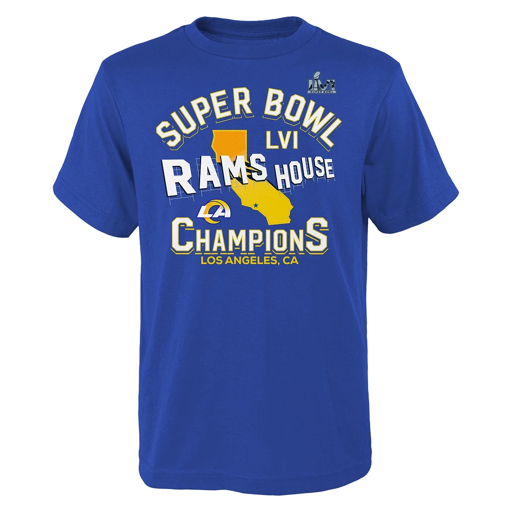 Fanatics préscolaires Royal Los Angeles Rams Super Bowl LVI Champions Hard Count T-shirt de ville natale