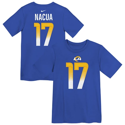 T-shirt Nike Puka Nacua Royal pour enfant d'âge préscolaire avec nom et numéro de joueur des Los Angeles Rams