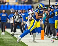 Puka Nacua Los Angeles Rams Unsigned Week 14 Toe Tap Sideline Catch vs. Buffalo Bills Photograph