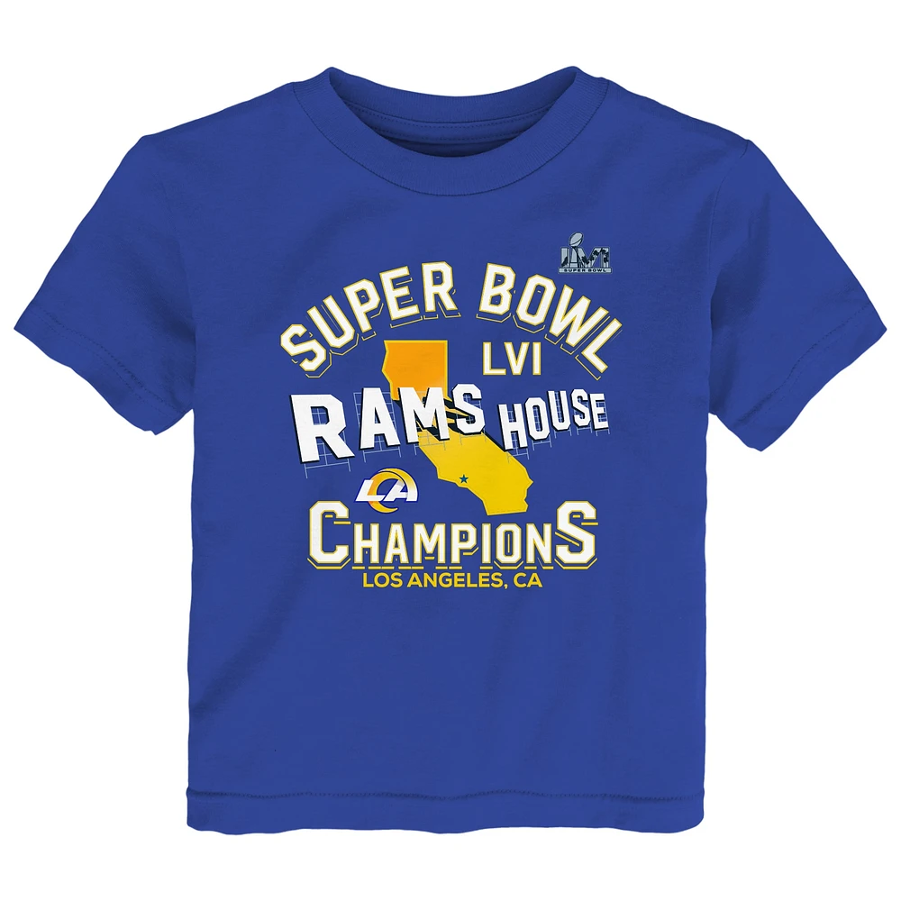 Toddler Fanatics Royal Los Angeles Rams Super Bowl LVI Champions Hard Count Hometown T-Shirt