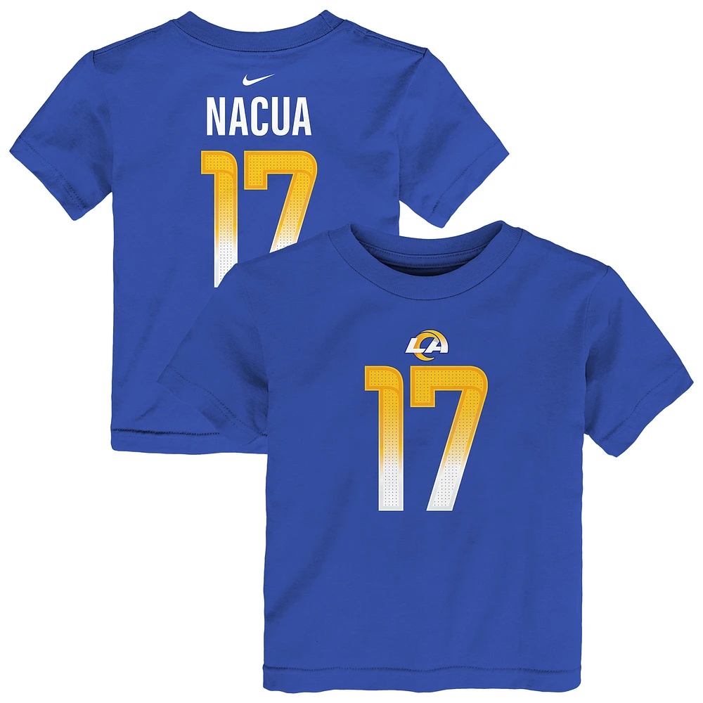 T-shirt Nike Puka Nacua Royal pour tout-petit avec nom et numéro de joueur des Los Angeles Rams