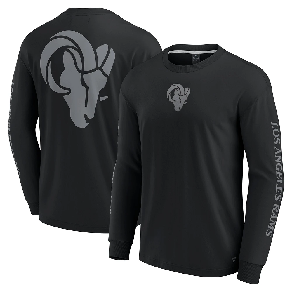 T-shirt unisexe à manches longues Fanatics noir Los Angeles Rams Elements Strive